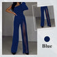 ✨50% OFF👠Glittrande utsvängd jumpsuit med axelband i mesh🖤