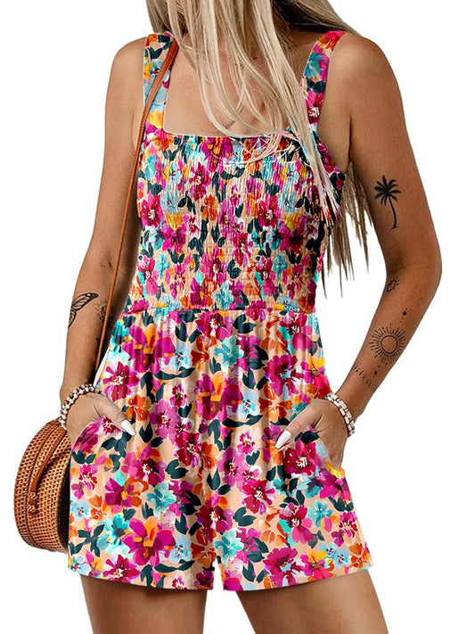 ⏰Hot Sale 49% rabatt💃Kvinnors sommar Fyrkantig halsringning Ärmlös Lös avslappnad kort Romper med smock