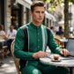 👔 2-delat set med randig skjorta och byxor för herr✨ Enkel stil✨