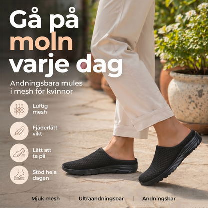 Avslappnade och bekväma tofflor i ventilerande mesh