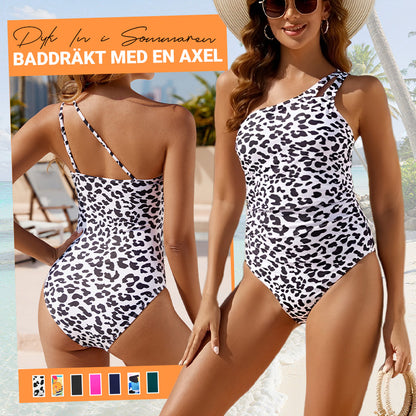 🌈Baddräkt med Utskärning och En Axel för Kvinnor