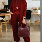 Elegant lång kofta, topp och byxor, 3-delars set