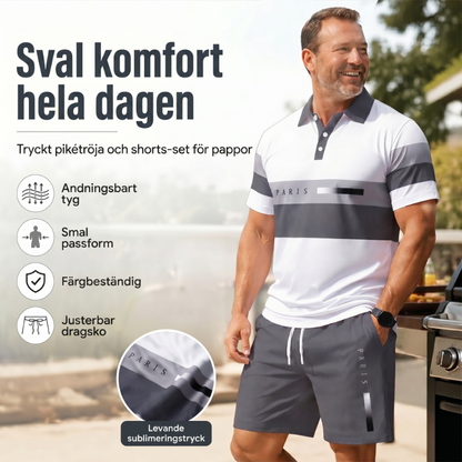 ⏳Tidsbegränsat 50% rabatt⏰Herr Tvådelat Set – Skjorta och Shorts👕🩳