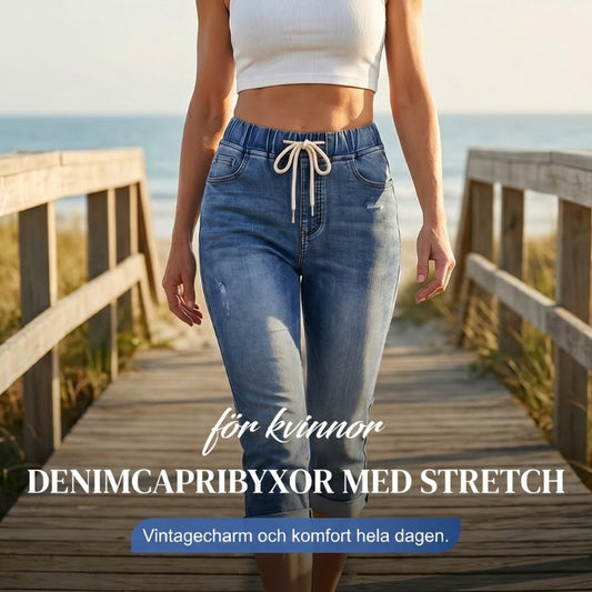 Jeans med dragsko och hög midja för kvinnor