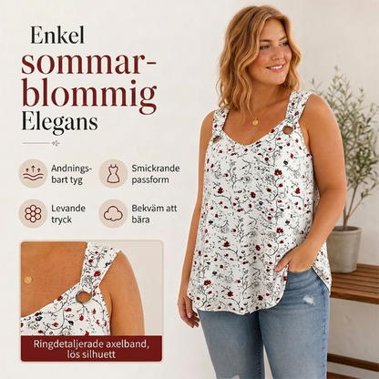 🌸 50% RABATT NU! ✨ Damtopp med Blomstertryck – Snygg V-ringning & Luftig Passform – Ett Sommarplagg Du Måste Ha 🌞