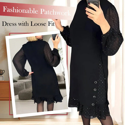 👗 Elegant damklänning med genomskinliga prickiga ärmar – Feminint och stilfullt ✨
