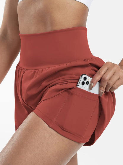 ✨️ 2025 Het försäljning 49% OFF🥰 2-i-1-yogashorts med hög midja och sidofickor