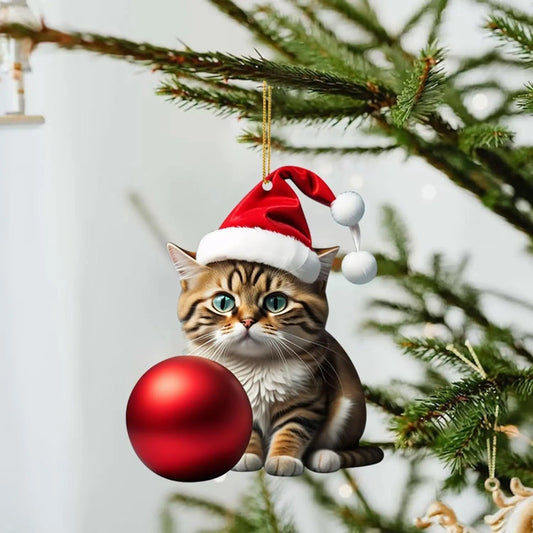 🎄10 stycken😻Katt julgran prydnad✨Hängande kattprydnader