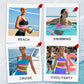 🌼Sportig 3-delad bikini i nylon med färgblock och lapptäcksmönster – baddräkt med hög midja och formande effekt👙🌈