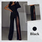 ✨50% OFF👠Glittrande utsvängd jumpsuit med axelband i mesh🖤