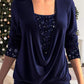🎁 SISTA DAGSREA-53% RABATT 🎁 Sequin Loose Smocked Fake tvådelad topp