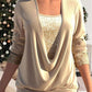 🎁 SISTA DAGSREA-53% RABATT 🎁 Sequin Loose Smocked Fake tvådelad topp