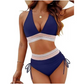 💃Helgförsäljning 49% RABATT💃Hög midja Tummy Control Colour Block Bikini Set