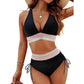 💃Helgförsäljning 49% RABATT💃Hög midja Tummy Control Colour Block Bikini Set