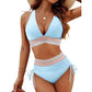 💃Helgförsäljning 49% RABATT💃Hög midja Tummy Control Colour Block Bikini Set