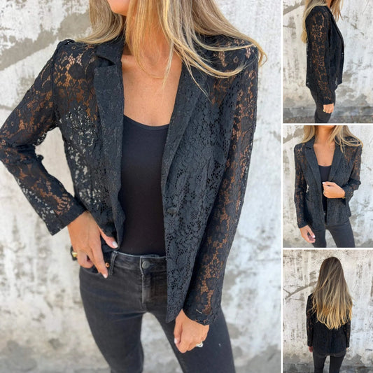 🔥Blazer med Spetsmesh Hela Vägen Över