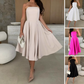 Elegant Enfärgad Midiklänningar Med Bandeau-Ringning