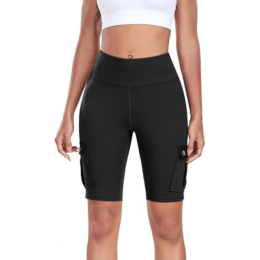 Biker Shorts med hög midja i stretch för kvinnor