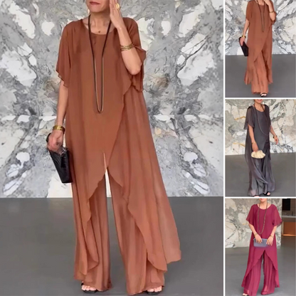 🌈Set med oregelbunden topp och lösa byxor för kvinnor✨