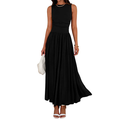Elegant klänning med rund hals för kvinnor👗
