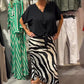 Knot Front Blouse & Midi Skirt Casual Set för kvinnor