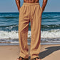 👖 50% RABATT NU!🌿 Herr Andningsbar Linne Byxor – Lättviktig Sommar Slapp Passform – Justerbar Dragkedja Midja – Casual Strand Byxor 🏖️