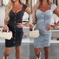 Casual denimklänning med knappar för kvinnor