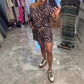 Set med off-shoulder-top och shorts med leopardmönster
