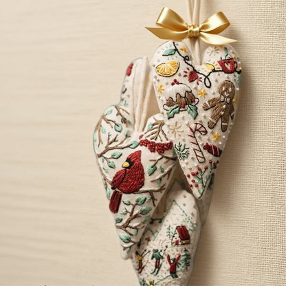 🎁Hjärtformat handbroderat julkit🎅