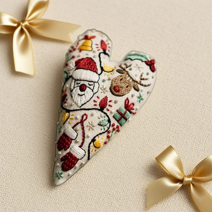 🎁Hjärtformat handbroderat julkit🎅