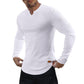 V-ringad långärmad T-shirt i ribbat tyg för träning, fitness och sport