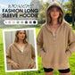 🎉🧥 Långärmad hoodie för dam – V-ringning med knappdetaljer, avslappnad passform och sidoslitsar – elegant utan ansträngning 🌸✨
