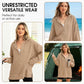 🎉🧥 Långärmad hoodie för dam – V-ringning med knappdetaljer, avslappnad passform och sidoslitsar – elegant utan ansträngning 🌸✨