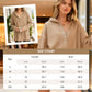 🎉🧥 Långärmad hoodie för dam – V-ringning med knappdetaljer, avslappnad passform och sidoslitsar – elegant utan ansträngning 🌸✨