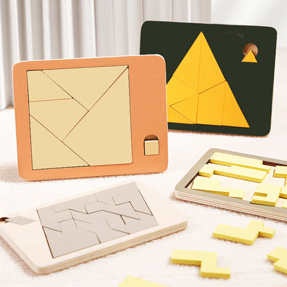 Tangram-bräda i trä Pusselspel