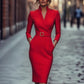 ✨Eleganta nyheter!💃Elegant V-ringad slim fit-klänning för damer
