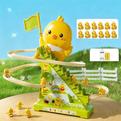 🐥 Elektrisk Ank-Rutschkana med LED & Musik – Automatisk Trappklättrande Lekset för Barn