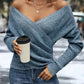 🎁Elegant Casual Stickad Damtopp med V-ringning
