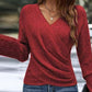 🎁Elegant Casual Stickad Damtopp med V-ringning
