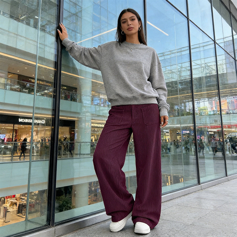 🔥50 % RABATT🔥 Dambyxor i casualstil – lös passform och hög midja för maximal komfort och stil 👖✨
