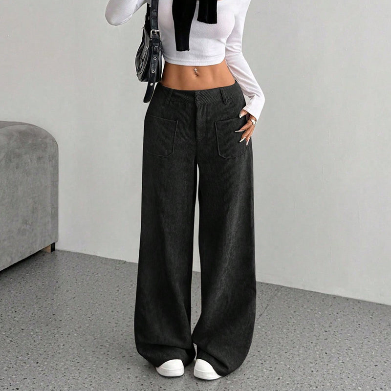 🔥50 % RABATT🔥 Dambyxor i casualstil – lös passform och hög midja för maximal komfort och stil 👖✨