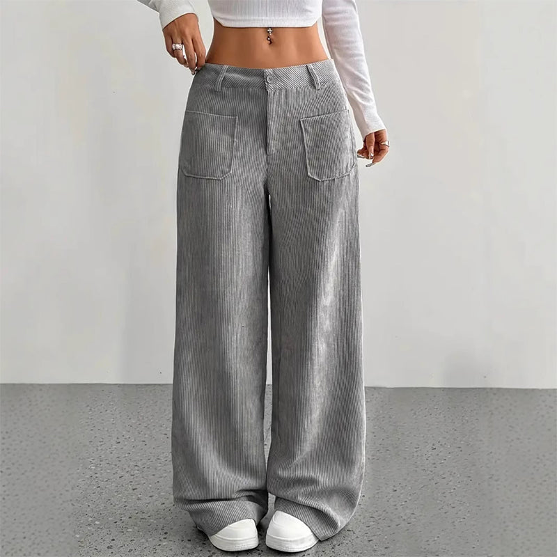 🔥50 % RABATT🔥 Dambyxor i casualstil – lös passform och hög midja för maximal komfort och stil 👖✨