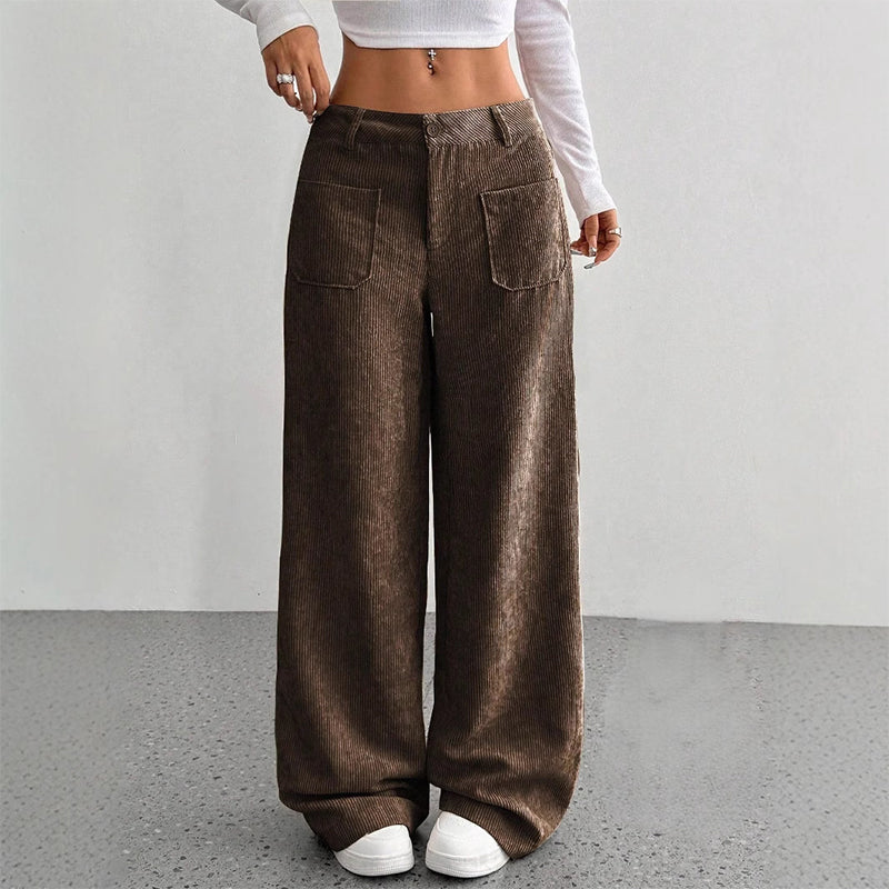 🔥50 % RABATT🔥 Dambyxor i casualstil – lös passform och hög midja för maximal komfort och stil 👖✨