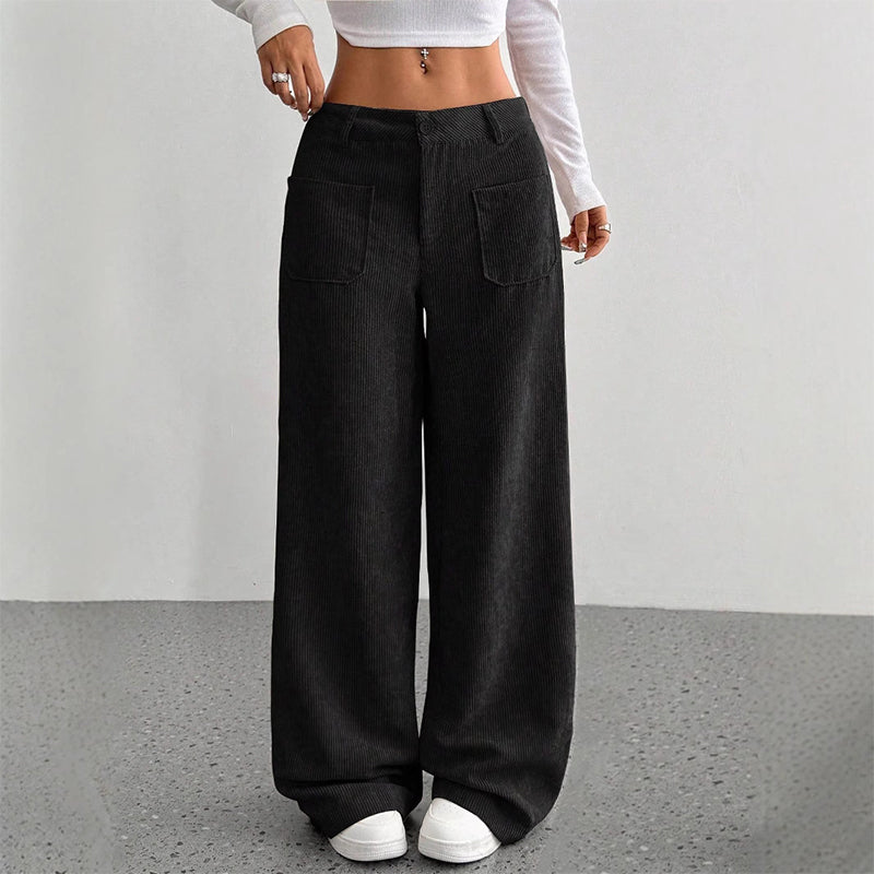 🔥50 % RABATT🔥 Dambyxor i casualstil – lös passform och hög midja för maximal komfort och stil 👖✨