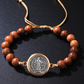 📿 KÖP 1 FÅ 1 GRATIS! ✨ Justerbart Träpärlearmband med St. Benedict – Andligt Skydd, Naturmaterial & Unisex Design 🙏