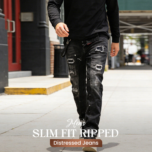 🔈🔈HETA NYA PRODUKTER - 60% RABATT👖Herrjeans med slim fit och slitna detaljer