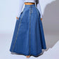 Vintage A-linjeformad Jeanskjol med Knappar