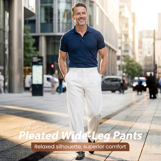 👖 50% RABATT! ✨ Casual Plisserade Byxor med Vida Ben för Herr – Bekväm passform, Modern stil & Mångsidig 🏠