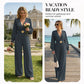 Elegant jumpsuit med V-ringning, vida ben och bälte