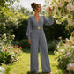Elegant jumpsuit med V-ringning, vida ben och bälte